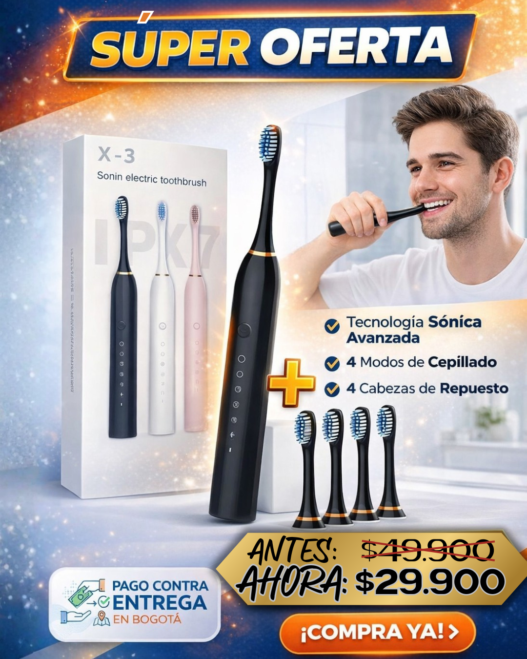 Cepillo Dental Eléctrico Sónico Recargable - Imagen 5